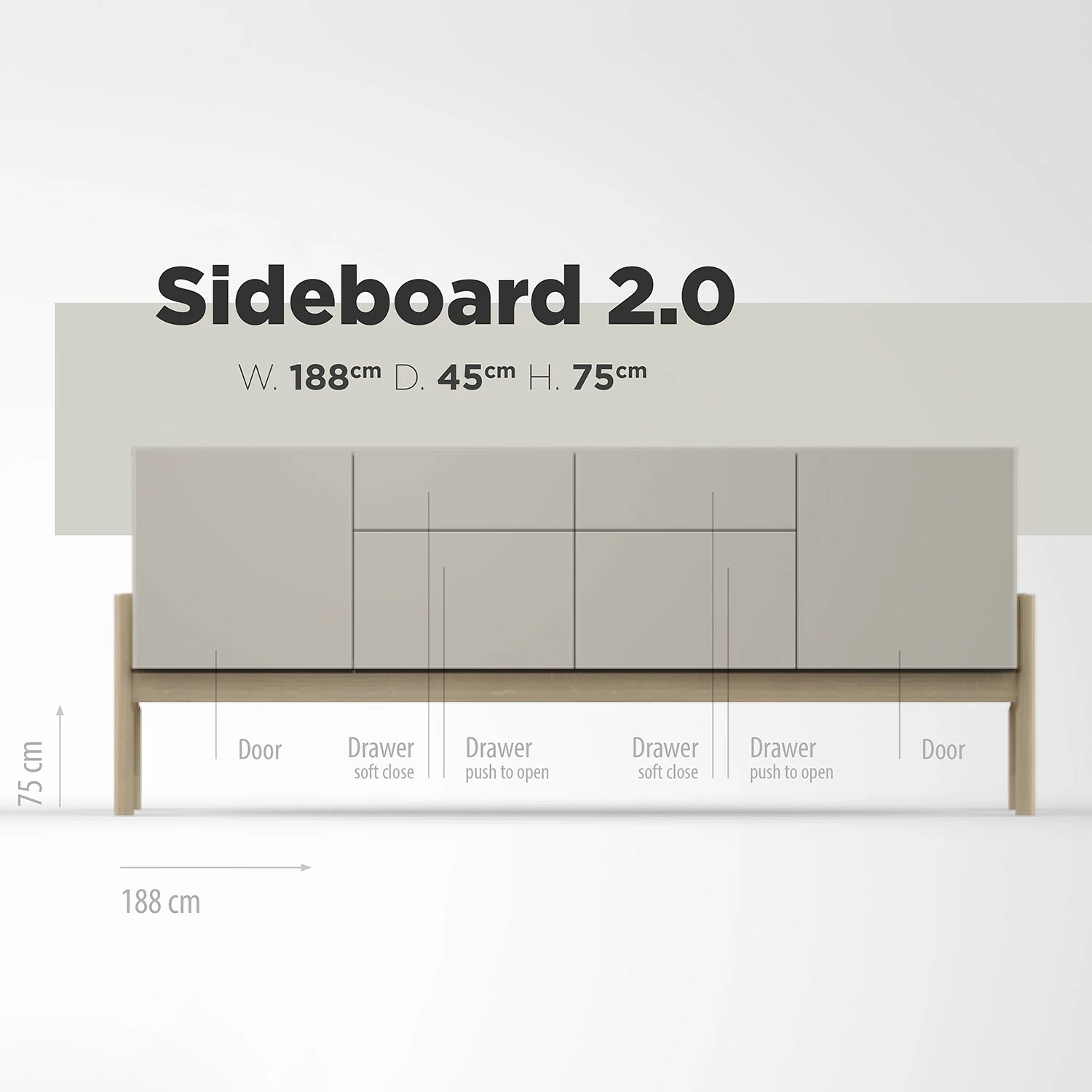 Studio Copenhagen Sideboard Cooby II - Muschelweiß / Eiche Hell 12 Studio Copenhagen Sideboard Cooby II - Muschelweiß / Eiche Hell – Bild 10