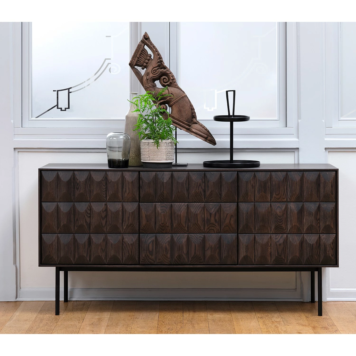 Red Living Sideboard Limes - Eiche massiv / Metall - Eiche Dunkel / Schwarz 4 Red Living Sideboard Limes - Eiche massiv / Metall - Eiche Dunkel / Schwarz – Bild 2