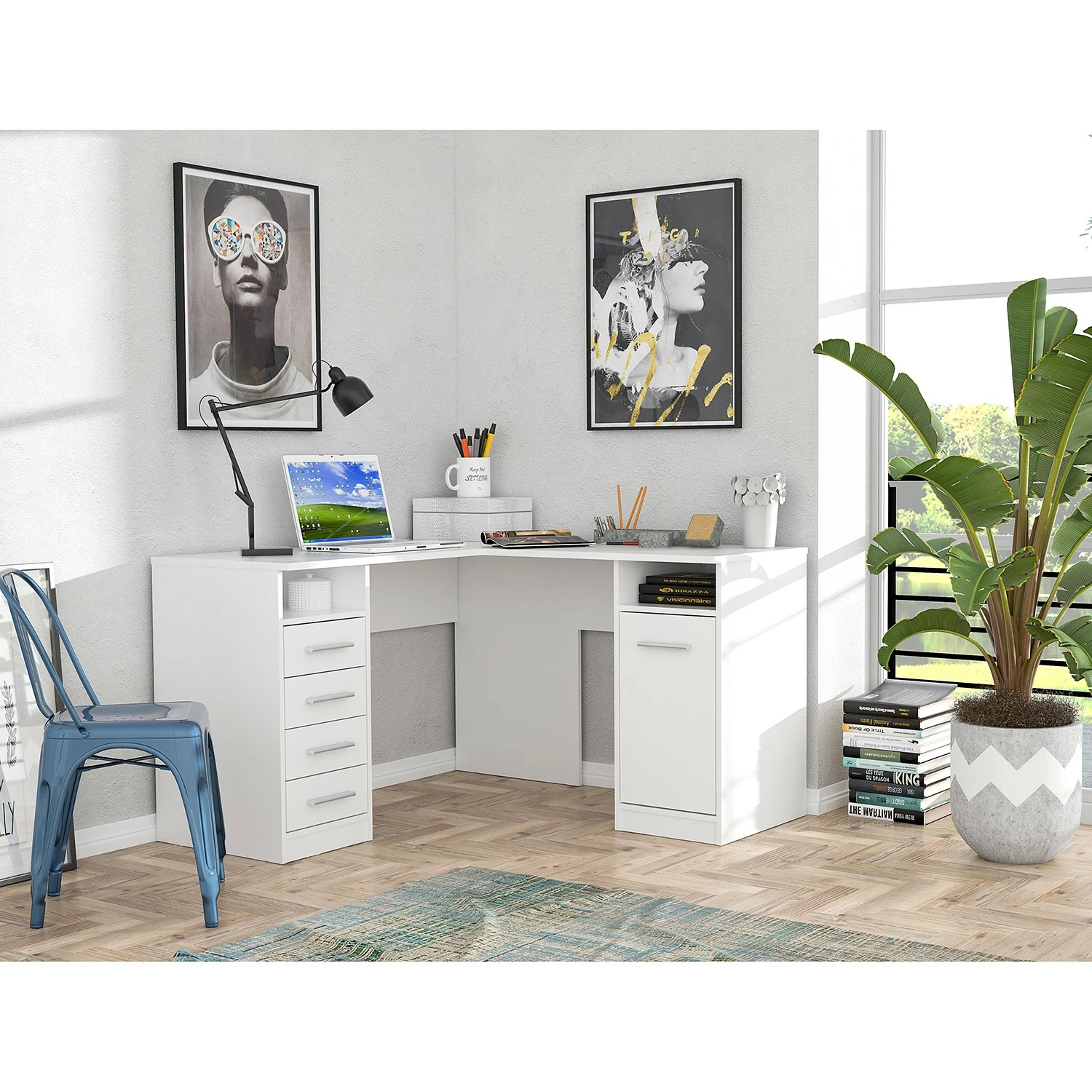 Fredriks Eckschreibtisch Nita - Weiß 4 Fredriks Eckschreibtisch Nita - Weiß – Bild 2