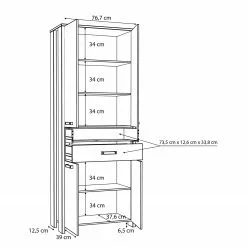 Red Living Aktenschrank Clifford - Altholz Dekor / Dunkelgrau -Buromobel Verkaufe 1000280706 210813 08155800363 SKETCH DETAILS P000000001000280706 sketch