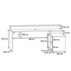 Fredriks Eckschreibtisch Trent - (mit Beleuchtung) Matt Schwarz -Buromobel Verkaufe 1000280718 210813 08160200443 SKETCH DETAILS P000000001000280718 sketch