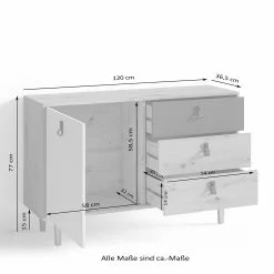 Fredriks Sideboard Bowood I - Eiche Artisan Dekor / Weiß -Buromobel Verkaufe 1000283829 210805 14243400060 SKETCH DETAILS P000000001000283829 sketch