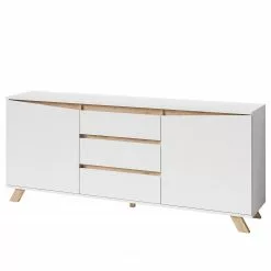 Norrwood Sideboard Rautha - Matt Weiß / Eiche Dekor - Breite: 180 cm