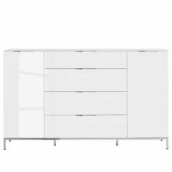 Maja Möbel Sideboard Trend - Glas - Hochglanz Weiß / Chrom -Buromobel Verkaufe 1000284207 210804 14342400011 DETAILS P000000001000284207