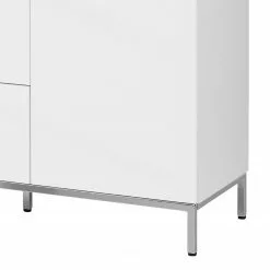 Maja Möbel Sideboard Trend - Glas - Hochglanz Weiß / Chrom -Buromobel Verkaufe 1000284207 210804 14342400014 DETAILS P000000001000284207
