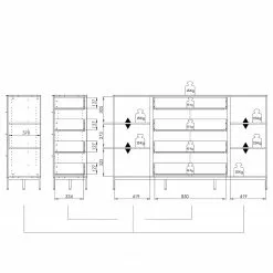 Maja Möbel Sideboard Trend - Glas - Hochglanz Weiß / Chrom -Buromobel Verkaufe 1000284207 210804 14342400015 SKETCH DETAILS P000000001000284207 sketch