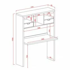 Fredriks Regal-Schreibtischkombination Mernda - Wabenplatte - Weiß -Buromobel Verkaufe 1000285174 210827 08092400034 SKETCH DETAILS P000000001000285174 sketch