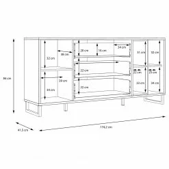 Loftscape Sideboard Mazzo - Schwarz / Eiche Artisan Dekor -Buromobel Verkaufe 1000285799 210819 12212500050 SKETCH DETAILS P000000001000285799 sketch