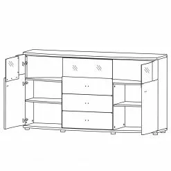 Loftscape Sideboard Intento II - Hochglanz Weiß / Anthrazit -Buromobel Verkaufe 1000288166 210827 12095400017 SKETCH DETAILS P000000001000288166 sketch