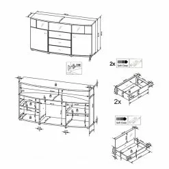 Loftscape Sideboard Intento II - Hochglanz Weiß / Anthrazit -Buromobel Verkaufe 1000288166 210827 12095400018 SKETCH DETAILS P000000001000288166 sketch