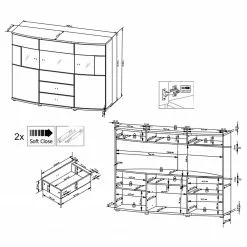Loftscape Sideboard Intento I - Hochglanz Weiß / Anthrazit -Buromobel Verkaufe 1000288186 210827 12095600056 SKETCH DETAILS P000000001000288186 sketch