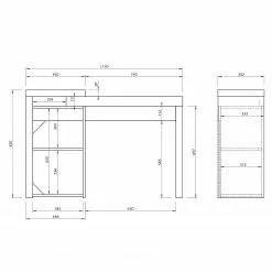 Temahome Schreibtisch Detroit - Wabenplatte - Beton Dekor / Schwarz -Buromobel Verkaufe 1000289237 210902 12454800009 SKETCH DETAILS P000000001000289237 sketch
