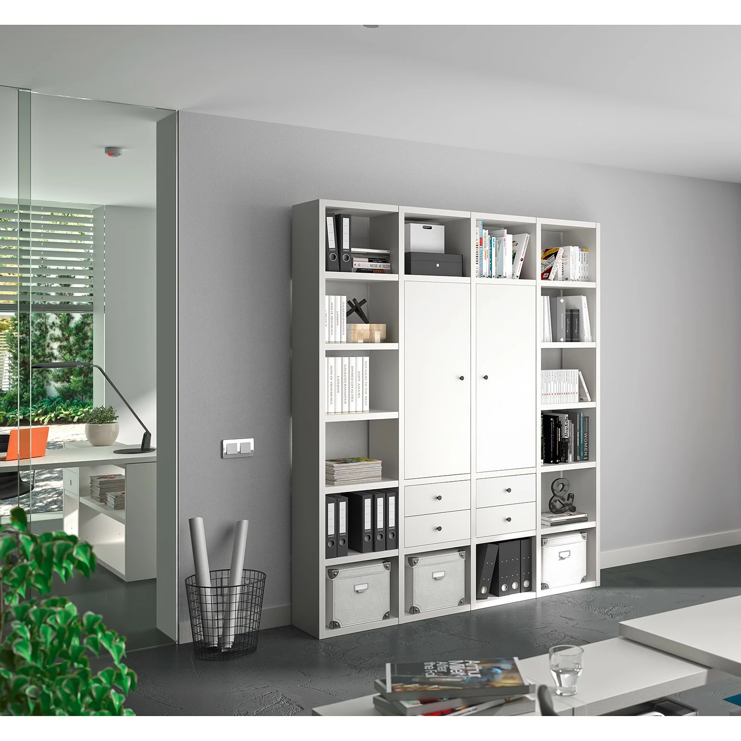 Fredriks Aktenregal-Kombination Emporio - Hochglanz Weiß 4 Fredriks Aktenregal-Kombination Emporio - Hochglanz Weiß – Bild 2