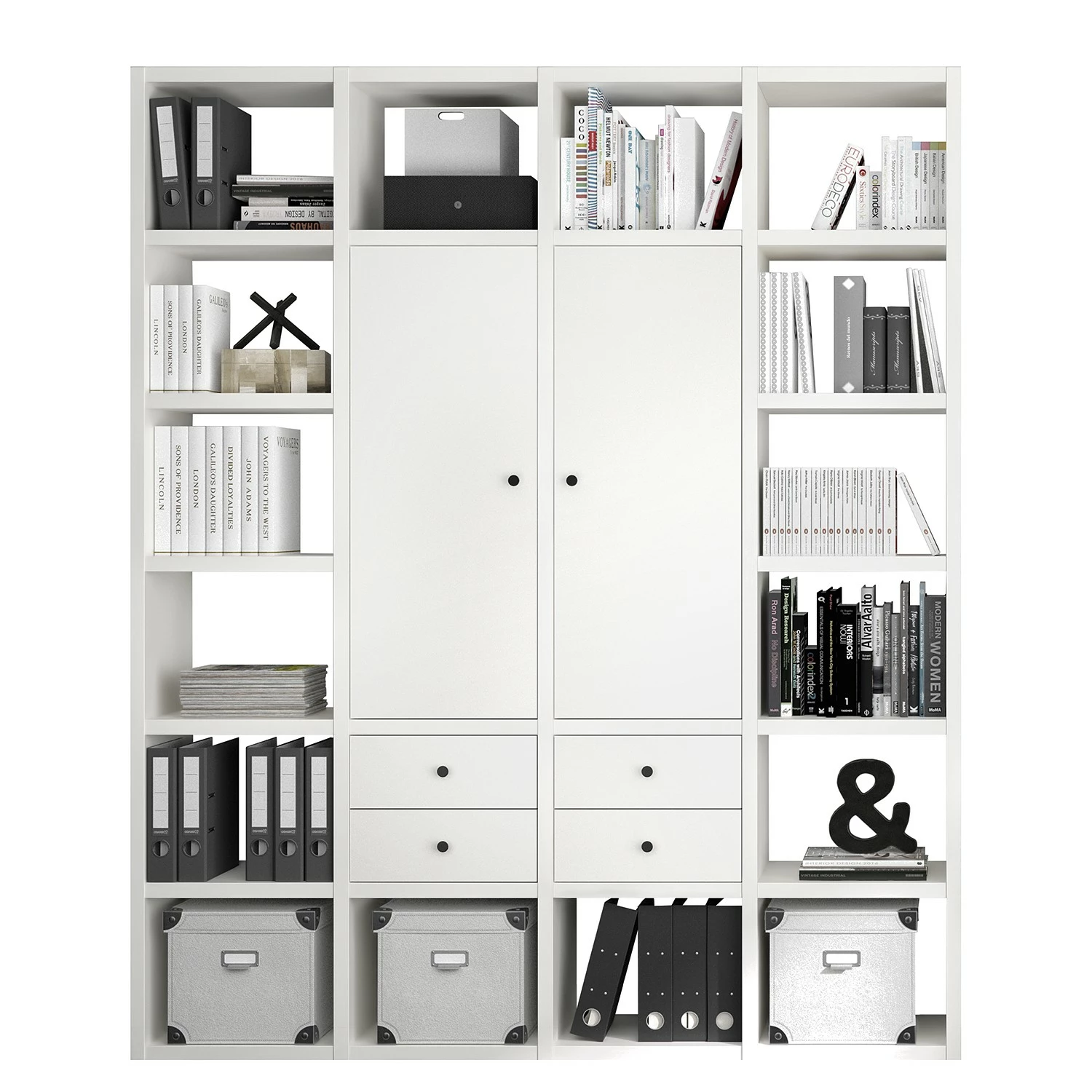 Fredriks Aktenregal-Kombination Emporio - Hochglanz Weiß 3 Fredriks Aktenregal-Kombination Emporio - Hochglanz Weiß