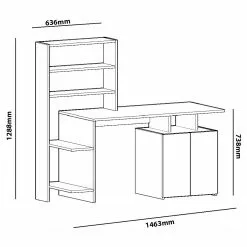Fredriks Schreibtisch-Kombination Milli - Walnuss Dekor / Weiß -Buromobel Verkaufe 1000289488 210908 14360600018 SKETCH DETAILS P000000001000289488 sketch