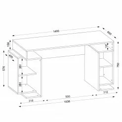 Fredriks Schreibtisch Mountain - Walnuss Dekor / Weiß -Buromobel Verkaufe 1000289490 210908 14360700025 SKETCH DETAILS P000000001000289490 sketch