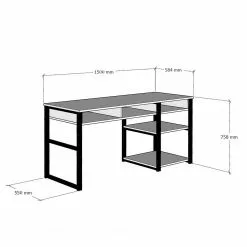 Ars manufacti Schreibtisch Embu - Walnuss Dekor / Schwarz -Buromobel Verkaufe 1000289491 210908 14360900029 SKETCH DETAILS P000000001000289491 sketch