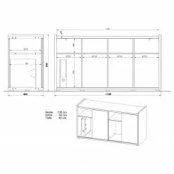 Germania Sideboard GW-Indianapolis - Eiche Navarra Dekor / Weiß -Buromobel Verkaufe 1000296405 211103 1622530000501 SKETCH DETAILS P000000001000296405 sketch