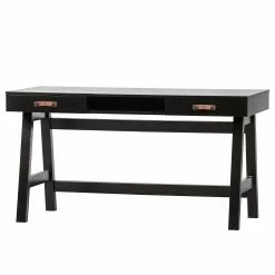 Fredriks Schreibtisch Dural - Kiefer massiv - Schwarz / Vintage Braun