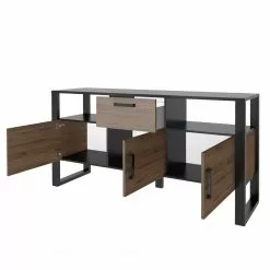 Red Living Sideboard Norddal - Nussbaum Dekor / Schwarz -Buromobel Verkaufe 1000304813 211027 105010000120 DETAILS P000000001000304813