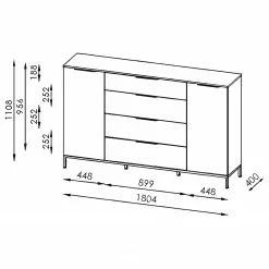 Maja Möbel Sideboard Trend Wood I - Asteiche Dekor / Schwarz -Buromobel Verkaufe 1000306527 211102 130342000519 SKETCH DETAILS P000000001000306527 sketch