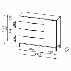 Maja Möbel Sideboard Trend Wood II - Asteiche Dekor / Schwarz -Buromobel Verkaufe 1000306532 211102 130342000525 SKETCH DETAILS P000000001000306532 sketch