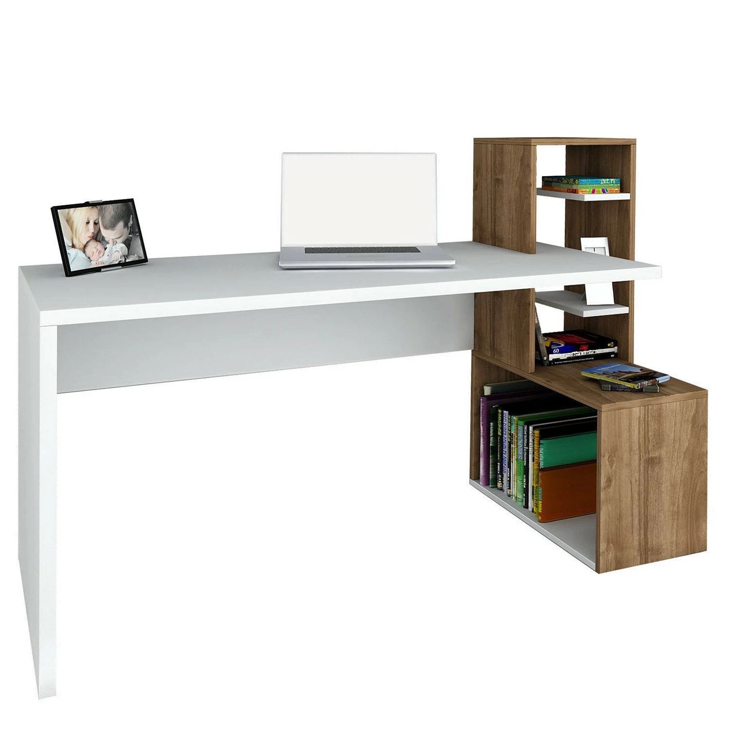 Loftscape Schreibtisch-Kombination Jurien - Weiß / Walnuss Dekor 6 Loftscape Schreibtisch-Kombination Jurien - Weiß / Walnuss Dekor – Bild 4