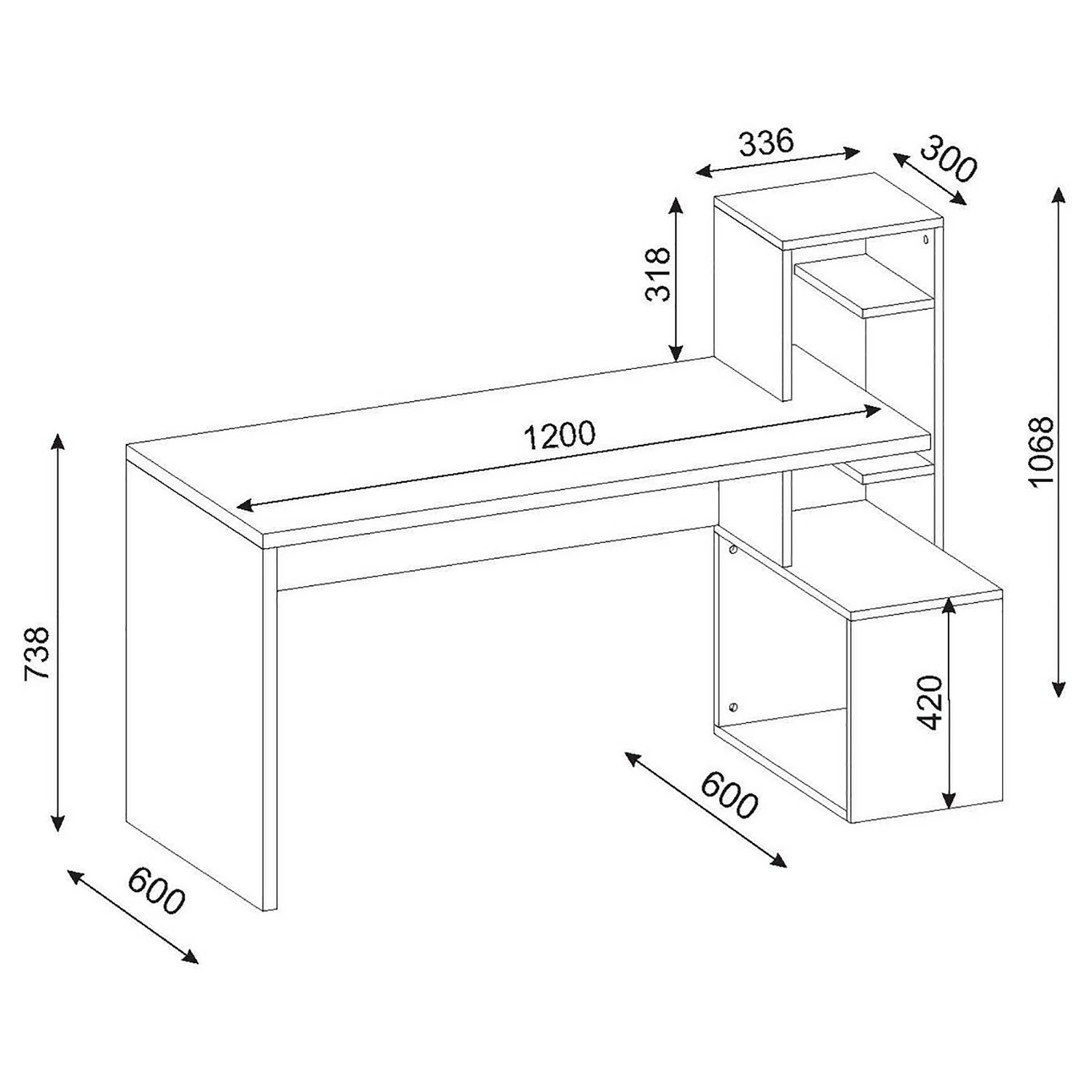 Loftscape Schreibtisch-Kombination Jurien - Weiß / Walnuss Dekor 7 Loftscape Schreibtisch-Kombination Jurien - Weiß / Walnuss Dekor – Bild 5