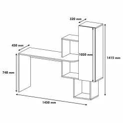 Loftscape Schreibtisch-Kombination Laurie - Weiß / Walnuss Dekor -Buromobel Verkaufe 1000306581 211115 13521900756 SKETCH DETAILS P000000001000306581 sketch