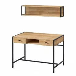 Red Living Schreibtisch-Set Kemer (2-teilig) - Eiche Dekor / Schwarz