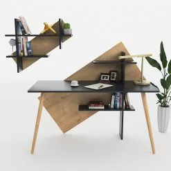 Norrwood Schreibtisch-Set Deering (2-teilig) - Anthrazit / Eiche -Buromobel Verkaufe 1000306656 211115 13545000487 MOOD DETAILS P000000001000306656 mood