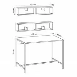 Red Living Schreibtisch-Set Cushy (3-teilig) - Eiche Dekor / Schwarz -Buromobel Verkaufe 1000306663 211115 135614001079 SKETCH DETAILS P000000001000306663 sketch