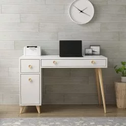 Norrwood Schreibtisch Cusse - Weiß / Eiche Dekor -Buromobel Verkaufe 1000306690 211115 13575600742 MOOD DETAILS P000000001000306690 mood