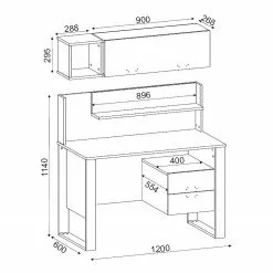 Red Living Schreibtisch-Set Kesia (2-teilig) - Walnuss Dekor / Anthrazit -Buromobel Verkaufe 1000306700 211115 135727001181 SKETCH DETAILS P000000001000306700 sketch
