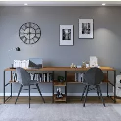 Red Living Doppelschreibtisch Collinee III - Walnuss Dekor / Schwarz -Buromobel Verkaufe 1000306707 211115 13571400683 MOOD DETAILS P000000001000306707 mood