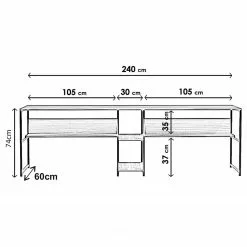 Red Living Doppelschreibtisch Collinee III - Walnuss Dekor / Schwarz -Buromobel Verkaufe 1000306707 211115 135802001227 SKETCH DETAILS P000000001000306707 sketch