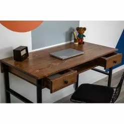 Red Living Schreibtisch Jerrold - Kiefer massiv / Aluminium - Kiefer Braun / Schwarz -Buromobel Verkaufe 1000306712 211115 13574900742 DETAILS P000000001000306712