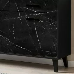 Jack & Alice Sideboard Fintel I - Marmor Schwarz Dekor / Schwarz -Buromobel Verkaufe 1000307050 211110 08234500082 DETAILS P000000001000307050