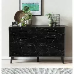 Jack & Alice Sideboard Fintel II - Marmor Schwarz Dekor / Schwarz -Buromobel Verkaufe 1000307051 211110 08234500073 MOOD DETAILS P000000001000307051 mood