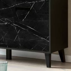 Jack & Alice Sideboard Fintel II - Marmor Schwarz Dekor / Schwarz -Buromobel Verkaufe 1000307051 211110 08234500086 DETAILS P000000001000307051