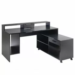 Fredriks Schreibtisch-Kombination Halling - (LED-Beleuchtung) - Schwarz