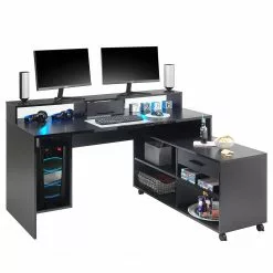 Fredriks Schreibtisch-Kombination Halling - (LED-Beleuchtung) - Schwarz -Buromobel Verkaufe 1000307854 211123 17265100048 DETAILS P000000001000307854