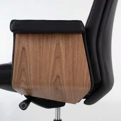 Fredriks Bürostuhl Weld - Echtleder / Walnuss Furnier / Metall - Schwarz / Walnuss / Aluminium -Buromobel Verkaufe 1000310647 220826 039 DETAILS P000000001000310647