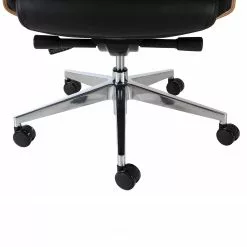 Fredriks Bürostuhl Weld - Echtleder / Walnuss Furnier / Metall - Schwarz / Walnuss / Aluminium -Buromobel Verkaufe 1000310647 220826 041 DETAILS P000000001000310647