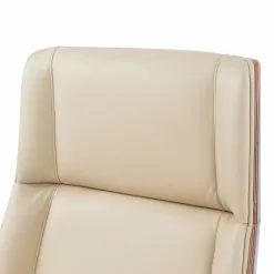 Fredriks Bürostuhl Zuma - Echtleder / Walnuss Furnier / Metall - Creme / Walnuss / Aluminium -Buromobel Verkaufe 1000310662 220509 070 DETAILS P000000001000310662