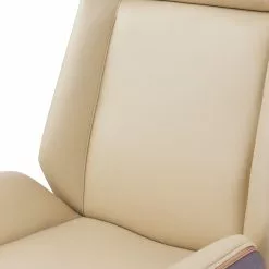 Fredriks Bürostuhl Zuma - Echtleder / Walnuss Furnier / Metall - Creme / Walnuss / Aluminium -Buromobel Verkaufe 1000310662 220509 080 DETAILS P000000001000310662