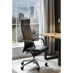 Fredriks Bürostuhl Mecco - Echtleder / Aluminium - Schwarz / Silber -Buromobel Verkaufe 1000312404 211130 13160400031 MOOD DETAILS P000000001000312404 mood