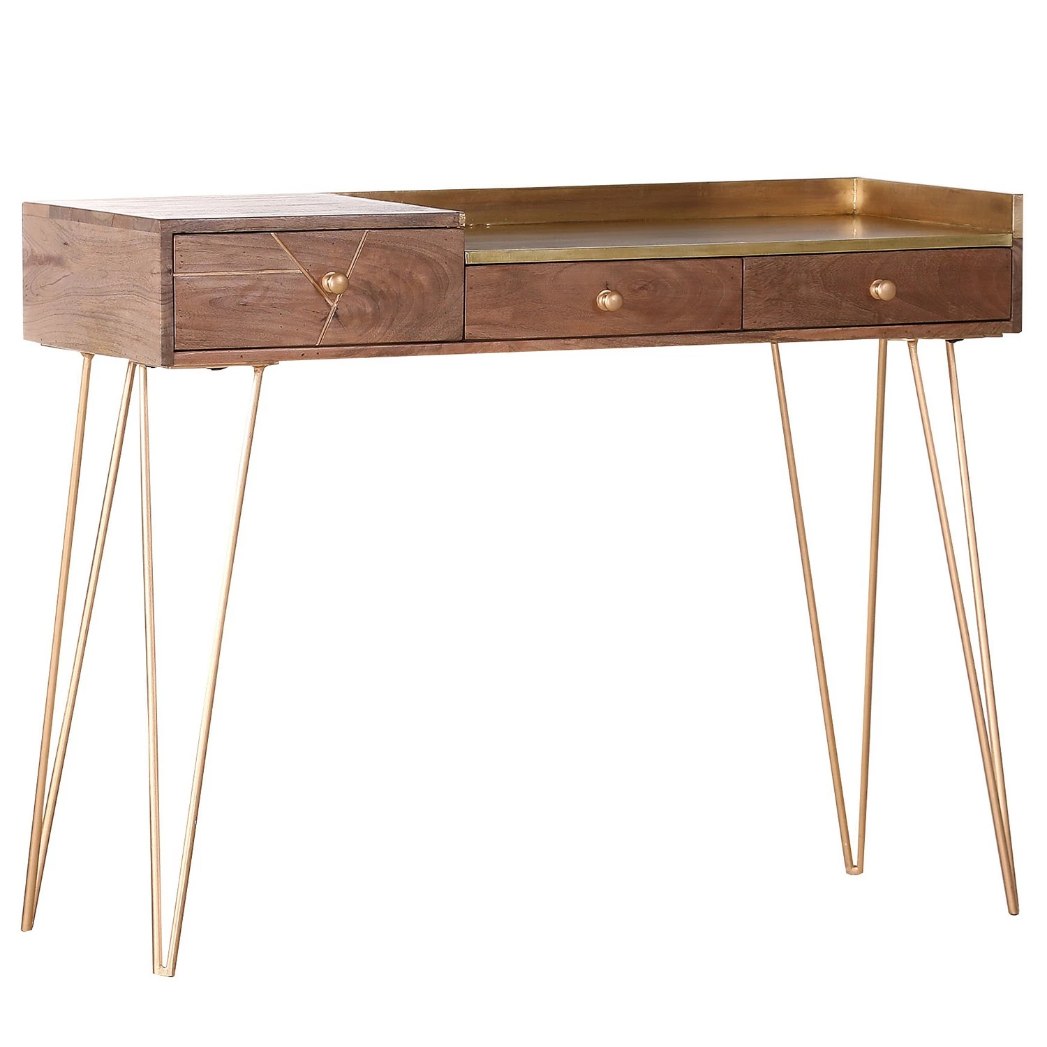 Schreibtisch Lennard I - Mango massiv / Eisen - Mango / Messing 3 Schreibtisch Lennard I - Mango massiv / Eisen - Mango / Messing