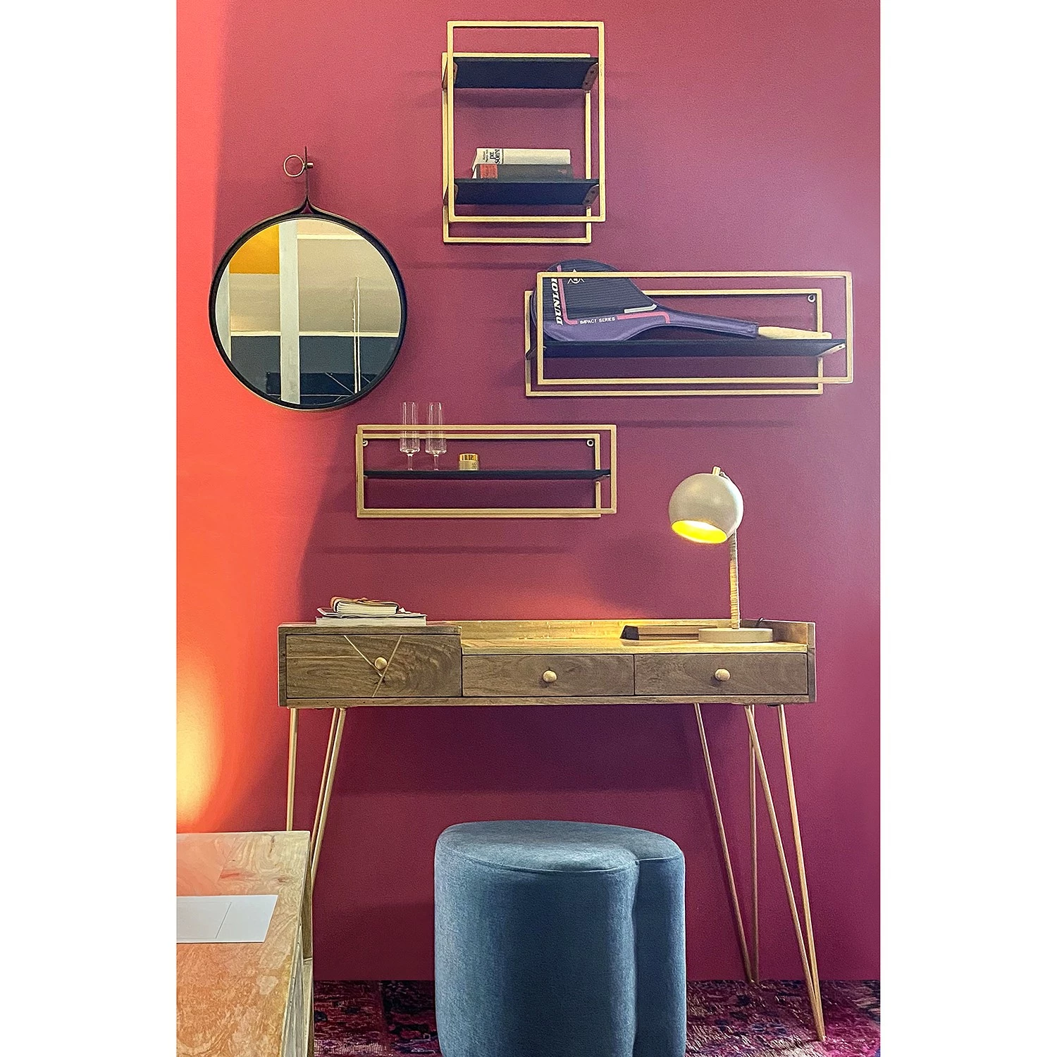 Schreibtisch Lennard I - Mango massiv / Eisen - Mango / Messing 4 Schreibtisch Lennard I - Mango massiv / Eisen - Mango / Messing – Bild 2