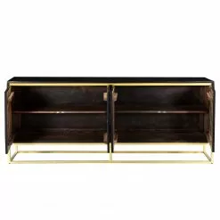 Jack & Alice Sideboard Nooble I - Mango massiv / Metall - Mango Schwarz / Gold -Buromobel Verkaufe 1000315452 220427 035 DETAILS P000000001000315452